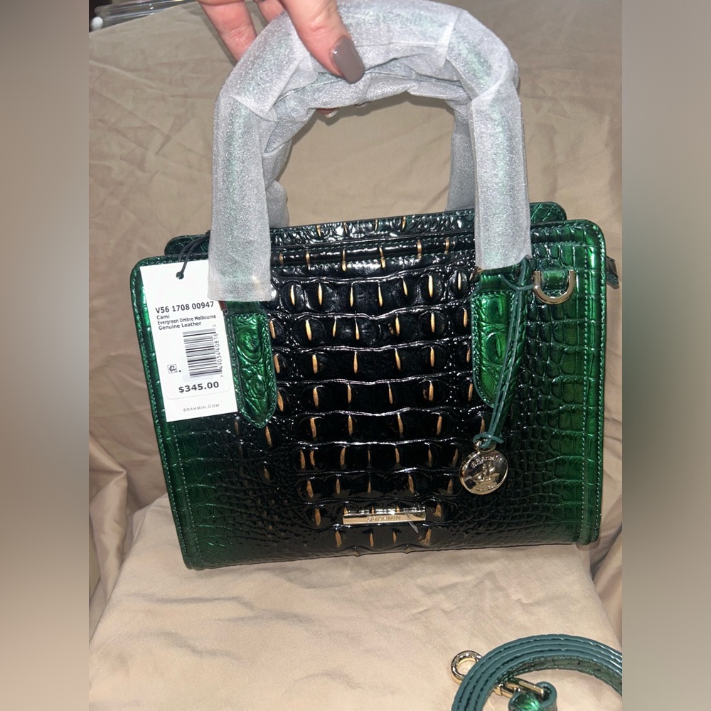 Brahmin Cami Evergreen Ombré Melbourne with matching wallet